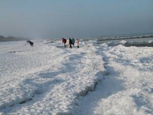 Winterwanderungen am Ostsee Strand auf der Insel Usedom